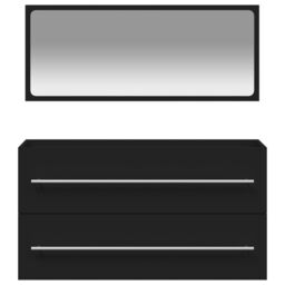 Berkfield Home Bathroom Cabinet with Mirror Black Engineered Wood - thumbnail 5