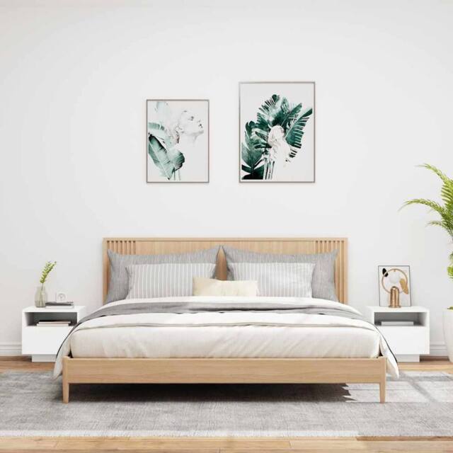 Berkfield Home Decorative Bedside Cabinets with LED Lights 2 pcs White 40x39x37 cm - Size: 40 x 39 x 37 cm - image 1