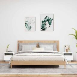 Berkfield Home Decorative Bedside Cabinets with LED Lights 2 pcs White 40x39x37 cm - Size: 40 x 39 x 37 cm - thumbnail 1