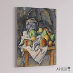 "Artery8 Ginger Jar & Fruit Still Life Paul Cezanne Canvas Wall Art Print - Size: W12"" x H16""" - thumbnail 2