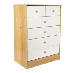 PAWNORA Chest of Drawers 6 Drawer Dresser Storage Cabinet in Natural - Size: 0.6m2 - thumbnail 5