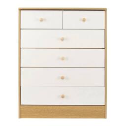 PAWNORA Chest of Drawers 6 Drawer Dresser Storage Cabinet in Natural - Size: 0.6m2 - thumbnail 4