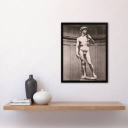 "Artery8 Statue of David Photograph Michelangelo Vintage Framed Wall Art Print in Grey - Size: W12"" x H16""" - thumbnail 4