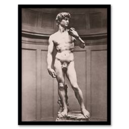 "Artery8 Statue of David Photograph Michelangelo Vintage Framed Wall Art Print in Grey - Size: W12"" x H16""" - thumbnail 1