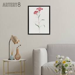 "Artery8 Nadeshiko Flower Framed Canvas Wall Art Print Vintage Japanese Botanical in Blue - Size: W12"" x H16""" - thumbnail 3