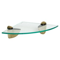 Harbour Housewares Floating Glass Corner Shelf - 20cm - Bathroom Storage Display Unit in Gold - thumbnail 1
