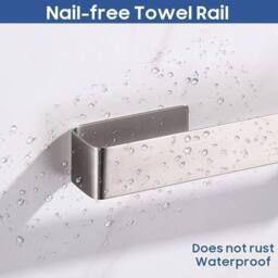 SPETLEK Silver-37cm Bathroom Hand Towel Holder Self in Silver - Size: 1000mm x 1000mm - thumbnail 3