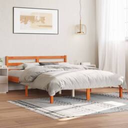 Berkfield Home Beautiful Bed Frame without Mattress Wax Brown 135x190 cm Double - thumbnail 2