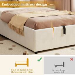 ModernLuxe Kids single upholstered bed with hydraulic storage & headboard in Beige - thumbnail 9