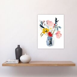 "Artery8 Spring Wildflower Bouquet in Vase Watercolour Wall Art Print - Size: W18"" x H24""" - thumbnail 4