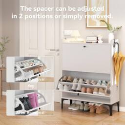Dprodo Wooden 2 Drawer Shoe Cabinet, 100CM Height in White - Size: 100 cm x 80 cm - thumbnail 5