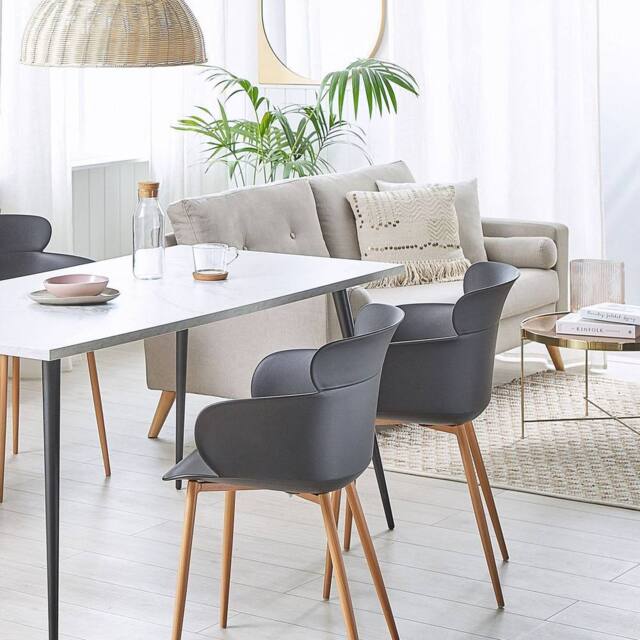 Wyld and Coco Black Dining Chairs Set of 2 - Ergonomic Back Metal Legs - image 1