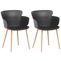 Wyld and Coco Black Dining Chairs Set of 2 - Ergonomic Back Metal Legs - thumbnail 2