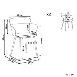 Wyld and Coco Black Dining Chairs Set of 2 - Ergonomic Back Metal Legs - thumbnail 4