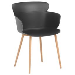 Wyld and Coco Black Dining Chairs Set of 2 - Ergonomic Back Metal Legs - thumbnail 3