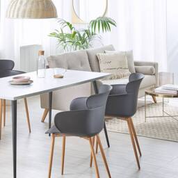 Wyld and Coco Black Dining Chairs Set of 2 - Ergonomic Back Metal Legs - thumbnail 1