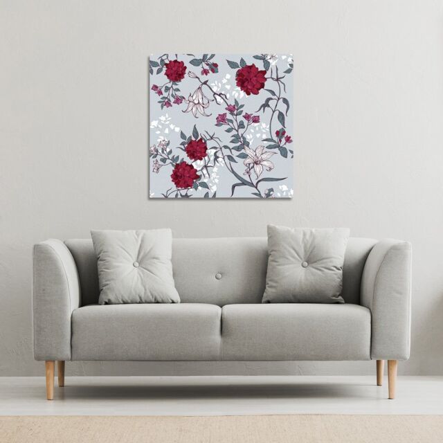 Benjamin Tate Design Red & White Winter Floral (Canvas Print) / 46 x 46 x 4cm in Natural - Size: 46 x 46 x 4 cm - image 1