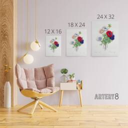 "Artery8 Anemone Flowers Botanical Redoute Vintage Canvas Wall Art in White - Size: W18"" x H24""" - thumbnail 4