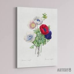 "Artery8 Anemone Flowers Botanical Redoute Vintage Canvas Wall Art in White - Size: W18"" x H24""" - thumbnail 2