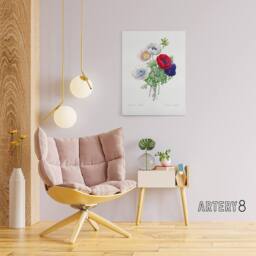 "Artery8 Anemone Flowers Botanical Redoute Vintage Canvas Wall Art in White - Size: W18"" x H24""" - thumbnail 3