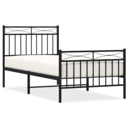 Berkfield Home Metal Bed Frame with Headboard & Footboard Black 90x200 cm - thumbnail 2