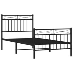 Berkfield Home Metal Bed Frame with Headboard & Footboard Black 90x200 cm - thumbnail 4
