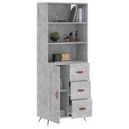 Berkfield Home Highboard Concrete Grey 69.5x34x180 cm Engineered Wood - thumbnail 1
