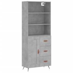 Berkfield Home Highboard Concrete Grey 69.5x34x180 cm Engineered Wood - thumbnail 3