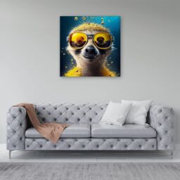 Warren Reed - Designer Meerkat With Golden Glasses Splashart Canvas in Yellow - Size: w40 inch x h40 inch - thumbnail 4