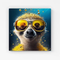 Warren Reed - Designer Meerkat With Golden Glasses Splashart Canvas in Yellow - Size: w40 inch x h40 inch - thumbnail 1