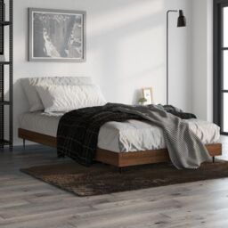 Berkfield Home Bed Frame Brown Oak 100x200 cm Engineered Wood - thumbnail 4
