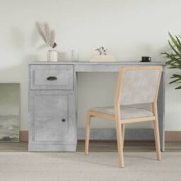 Berkfield Home Elegant Desk with Drawer Concrete Grey 115x50x75 cm Engineered Wood - Size: 115 x 50 x 75 cm - thumbnail 2