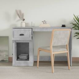 Berkfield Home Elegant Desk with Drawer Concrete Grey 115x50x75 cm Engineered Wood - Size: 115 x 50 x 75 cm - thumbnail 1