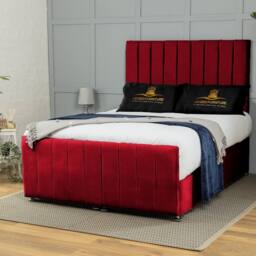 UK Bed Furniture Belvoir End Lift Divan Ottoman Bed with 54 Inch Headboard in Maroon - Size: King - thumbnail 1