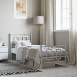 Berkfield Home Metal Bed Frame without Mattress with Footboard White 80x200cm - Size: 80x200 cm - thumbnail 2