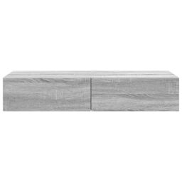 Berkfield Home Wall Shelf with Drawers Grey Sonoma 100x36x19 cm Engineered Wood - Size: 100 x 36 x 19 cm - thumbnail 4
