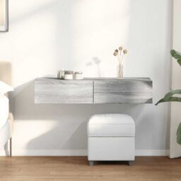 Berkfield Home Wall Shelf with Drawers Grey Sonoma 100x36x19 cm Engineered Wood - Size: 100 x 36 x 19 cm - thumbnail 1