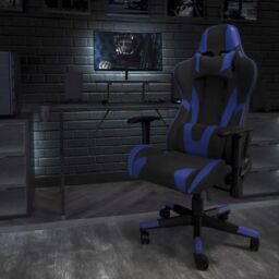 FWStyle Black & Blue Bucket Seat Racer Gaming Chair Faux Leather - thumbnail 1