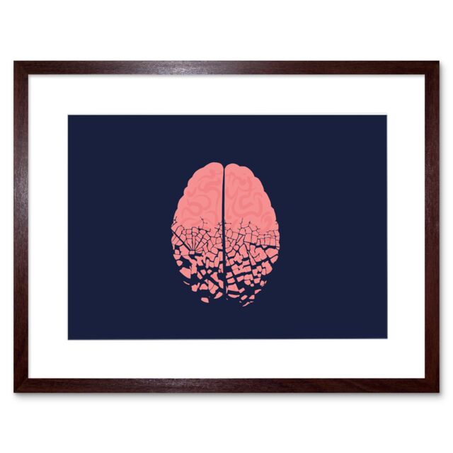 "Artery8 Wall Art Print Fractured Brain Cracks Artwork Framed 9X7 Inch in Brown - Size: W7"" x H9""" - image 1