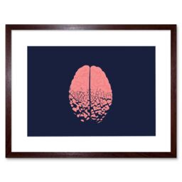 "Artery8 Wall Art Print Fractured Brain Cracks Artwork Framed 9X7 Inch in Brown - Size: W7"" x H9""" - thumbnail 1