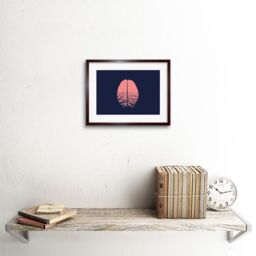"Artery8 Wall Art Print Fractured Brain Cracks Artwork Framed 9X7 Inch in Brown - Size: W7"" x H9""" - thumbnail 2