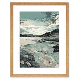 "Artery8 Wall Art Print Luskentyre Beach Coastal Landscape Artwork Framed 9X7 Inch in Beige - Size: W7"" x H9""" - thumbnail 1