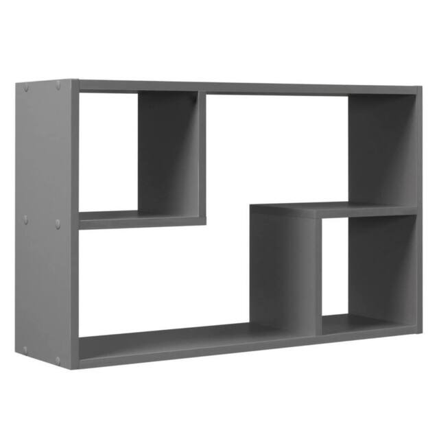 Kelvenix Rectangular Wooden Floating Wall Mounting Shelf Display Unit Storage in Grey - image 1