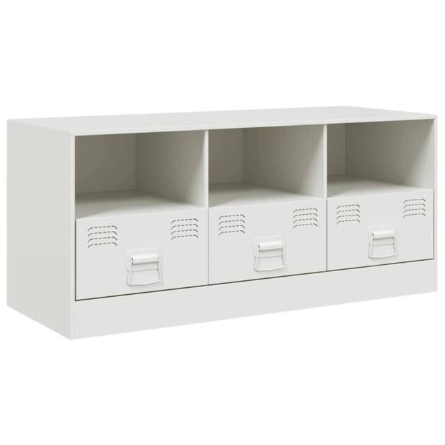 Berkfield Home TV Cabinet White 99x39x44 cm Steel - Size: 99 x 39 x 44 cm - image 1