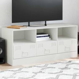 Berkfield Home TV Cabinet White 99x39x44 cm Steel - Size: 99 x 39 x 44 cm - thumbnail 2