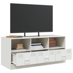 Berkfield Home TV Cabinet White 99x39x44 cm Steel - Size: 99 x 39 x 44 cm - thumbnail 5