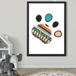 ARTZE Tribal Animal Paw Print Framed Print SIZE: A4 with Black Frame in Bright Blue - Size: A2 - thumbnail 2
