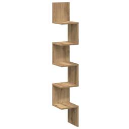 Berkfield Home Wall Corner Shelf Artisan Oak 20x20x127.5 cm Engineered Wood in Brown - thumbnail 3