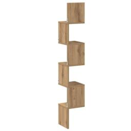 Berkfield Home Wall Corner Shelf Artisan Oak 20x20x127.5 cm Engineered Wood in Brown - thumbnail 6