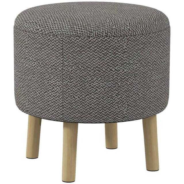 KORVIXA Storage Ottoman, Round Stool Chair with Cushioned Top in Grey - Size: 100 cm x 100 cm - image 1
